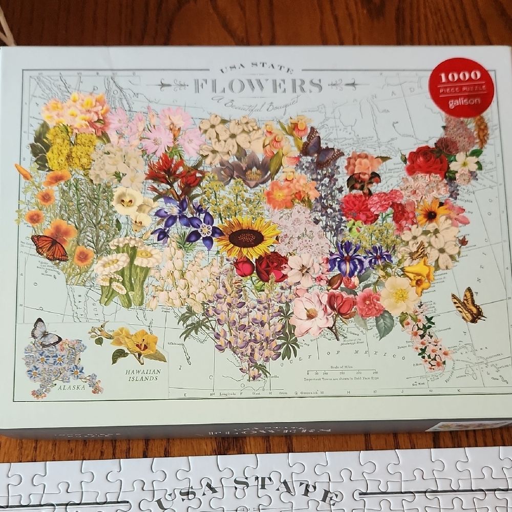 Gibson USA State Flowers Puzzle - Colorful Floral Design